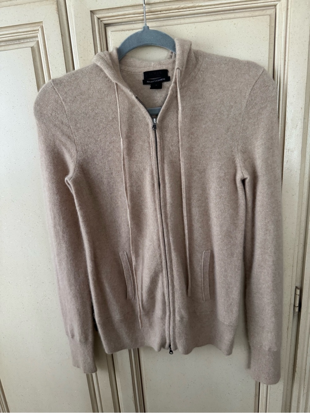Women’s Hooded Zip Cashmere Sweater - Beige